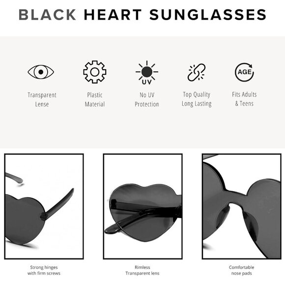 Cowboy Hat Felt Black with Feathers for Women and Heart Sunglasses Set